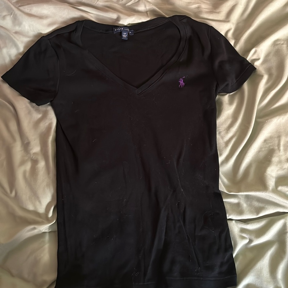 Small Polo V Neck Worn maybe 2 times. Black and Purple polo sign.